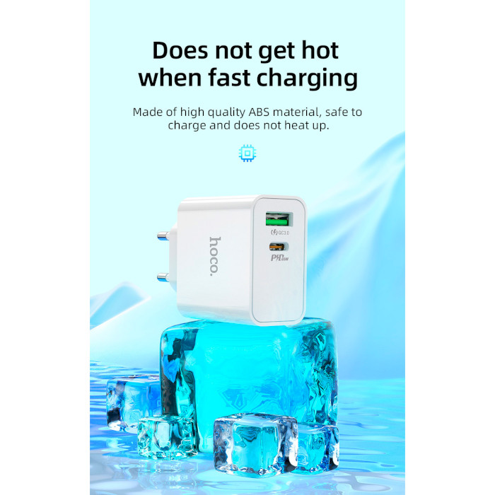 Сетевое зарядное устройство HOCO C113A Awesome PD65W White Выходной разъем USB Type-C
