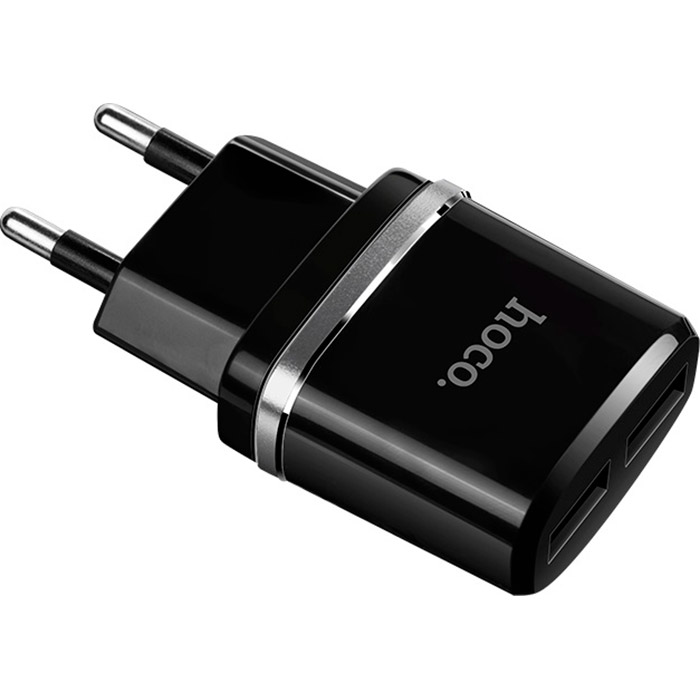 Сетевое зарядное устройство HOCO C12 Smart 2xUSB-A Black