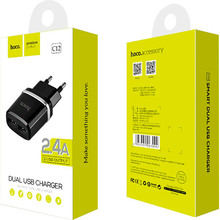 Сетевое зарядное устройство HOCO C12 Smart 2xUSB-A Black