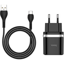 Сетевое зарядное устройство HOCO C12Q Smart QC3.0 18W + кабель Type-C Black