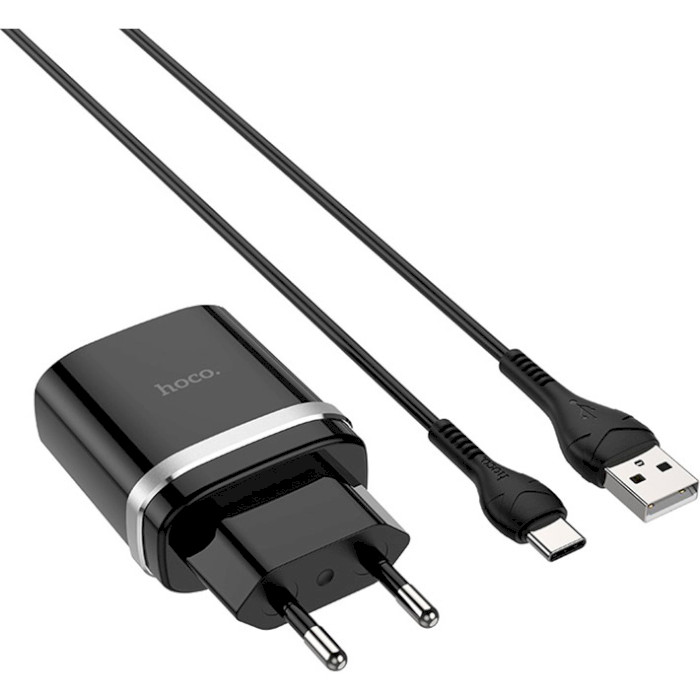 Сетевое зарядное устройство HOCO C12Q Smart QC3.0 18W + кабель Type-C Black