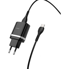 Сетевое зарядное устройство HOCO C12Q Smart QC3.0 18W + кабель Type-C Black