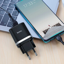 Сетевое зарядное устройство HOCO C12Q Smart QC3.0 18W + кабель Type-C Black