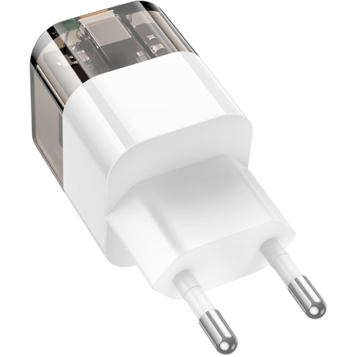 Зарядний пристрій HOCO C131A PD30W+QC3.0 Transparent/Black Потужність 30