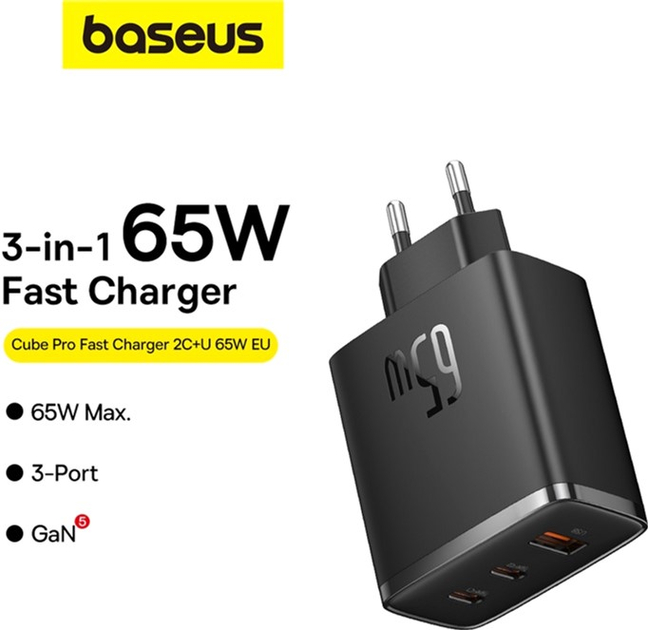 Зарядний пристрій BASEUS Cube Pro Cluster Black (P10152301113-00) Вихідний роз'єм USB