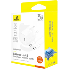 Мережевий зарядний пристрій BASEUS GaN5 Mini 25W + кабель USB Type-C - Type-C 1м Moon White (P10110909213-01)