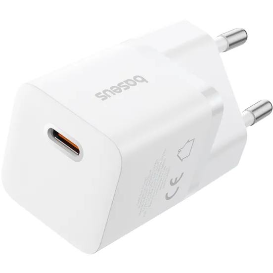 Мережевий зарядний пристрій BASEUS GaN5 Mini 25W + кабель USB Type-C - Type-C 1м Moon White (P10110909213-01) Потужність 25