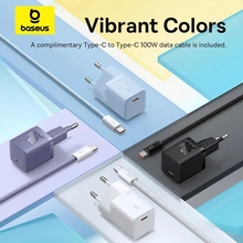 Зарядний пристрій BASEUS GaN5 Mini 30W + кабель USB Type-C - Type-C 1м Moon White (P10110902213-00)