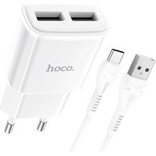 Сетевое зарядное устройство HOCO C88A Star Round Dual 12W + Micro-USB кабель White (6931474749550)