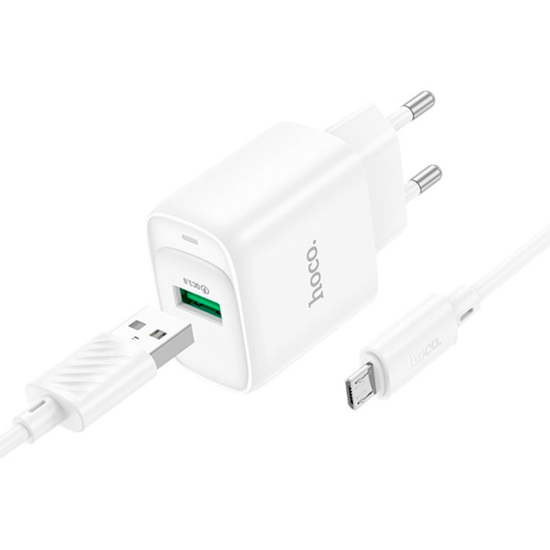 Зарядний пристрій HOCO C140A Charger set QC3.0 18W (EU) White (6942007627818)