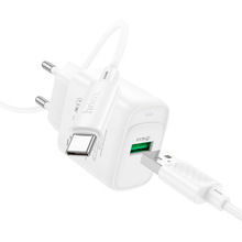 Зарядний пристрій HOCO C140A Charger set QC3.0 18W (EU) White (6942007627832)