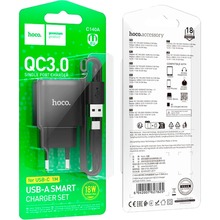 Зарядний пристрій HOCO C140A Charger set QC3.0 18W (EU) Black (6942007627825)
