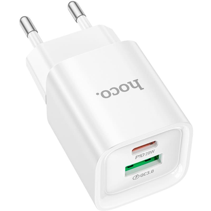 Сетевое зарядное устройство HOCO C147A Charm PD20W+QC3.0 (EU) White (6942007630276)
