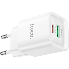 Сетевое зарядное устройство HOCO C147A Charm PD20W+QC3.0 (EU) White (6942007630276)