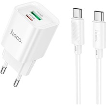 Сетевое зарядное устройство HOCO C147A Charm Charger set PD20W+QC3.0 (EU) White (6942007630290)