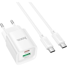 Сетевое зарядное устройство HOCO C147A Charm Charger set PD20W+QC3.0 (EU) White (6942007630290)
