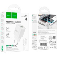 Сетевое зарядное устройство HOCO C147A Charm Charger set PD20W+QC3.0 (EU) White (6942007630290)