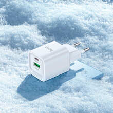 Сетевое зарядное устройство HOCO C147A Charm Charger set PD20W+QC3.0 (EU) White (6942007630290)