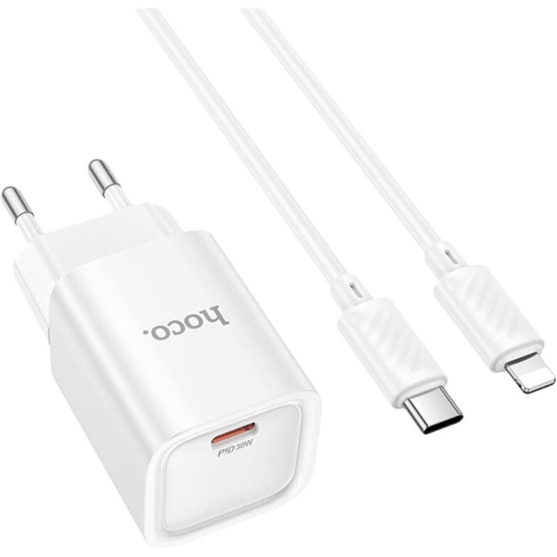 Зарядний пристрій HOCO C148A Charm Charger set PD30W (EU) White (6942007630313)