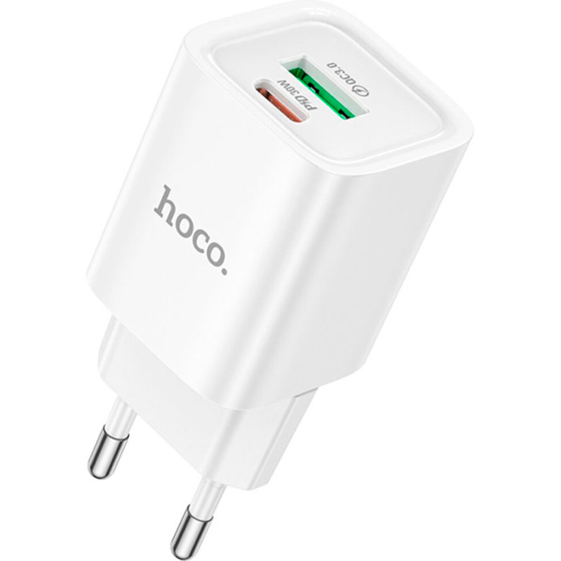 Зарядний пристрій HOCO C149A Charm PD30W+QC3.0 (EU) White (6942007630337) Потужність 30