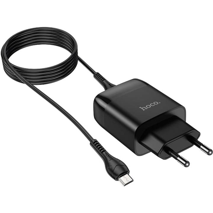 Мережевий зарядний пристрій HOCO C72Q Glorious single port QC3.0 charger set Micro 18W Black (6931474732521) Тип мережевий зарядний пристрій
