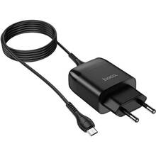 Мережевий зарядний пристрій HOCO C72Q Glorious single port QC3.0 charger set Micro 18W Black (6931474732521)