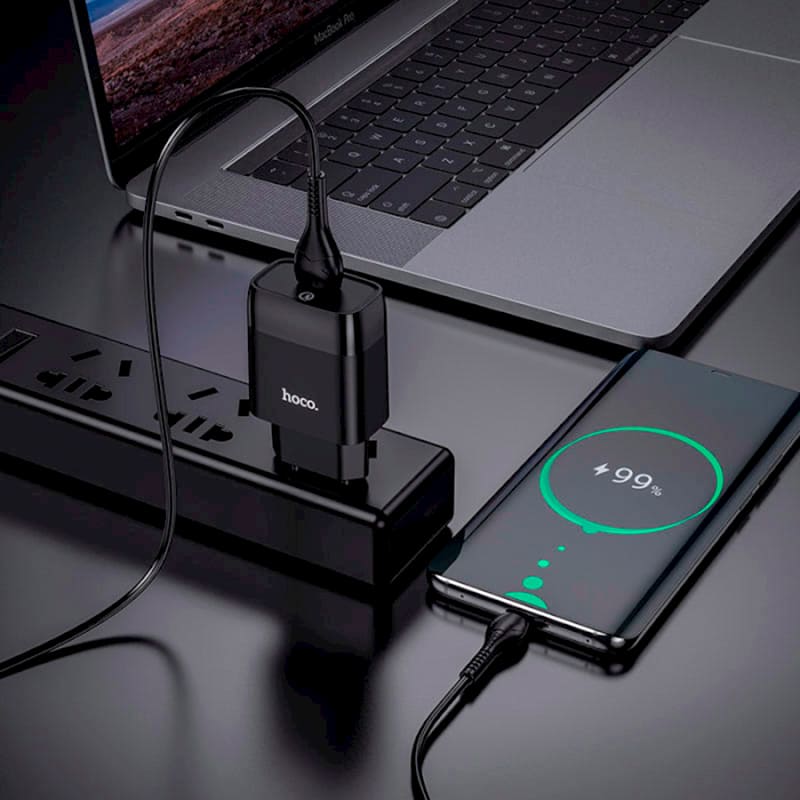 Зарядний пристрій HOCO C72Q Glorious QC3.0 18W Black (6931474732507) Вихідний роз'єм USB