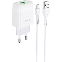 Мережевий зарядний пристрій HOCO C72Q Glorious single port QC3.0 charger set Micro 18W White (6931474732538)