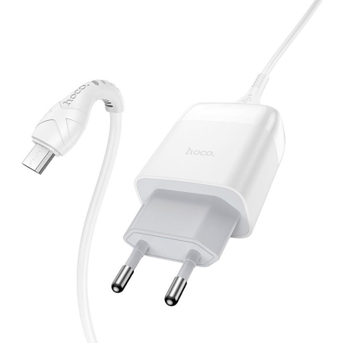 Мережевий зарядний пристрій HOCO C72Q Glorious single port QC3.0 charger set Micro 18W White (6931474732538) Тип мережевий зарядний пристрій