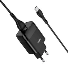 Мережевий зарядний пристрій HOCO C72Q Glorious single port QC3.0 charger set Type-C 18W Black (6931474732545)