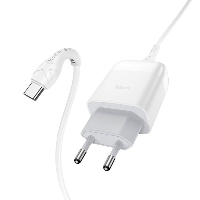 Сетевое зарядное устройство HOCO C72Q Glorious single port QC3.0 charger set Type-C 18W White (6931474732552) Тип сетевое зарядное устройство