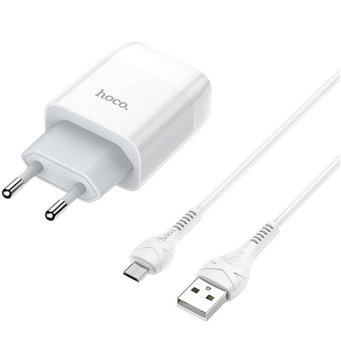 Сетевое зарядное устройство HOCO C73A Glorious dual port charger set Micro 12W White (6931474713063) Мощность 12