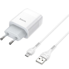 Сетевое зарядное устройство HOCO C73A Glorious dual port charger set Micro 12W White (6931474713063)