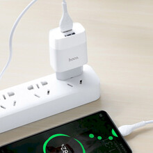 Мережевий зарядний пристрій HOCO C73A Glorious dual port charger set Type-C 12W White (6931474713070)