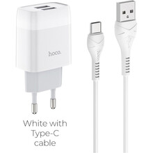 Мережевий зарядний пристрій HOCO C73A Glorious dual port charger set Type-C 12W White (6931474713070)