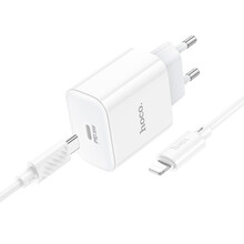 Сетевое зарядное устройство HOCO C76A Pro Majestic single port PD30W charger set C to iP EU White (6942007616317)