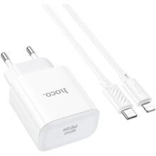 Сетевое зарядное устройство HOCO C76A Pro Majestic single port PD30W charger set C to iP EU White (6942007616317)