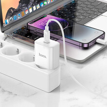 Сетевое зарядное устройство HOCO C76A Pro Majestic single port PD30W charger set C to iP EU White (6942007616317)