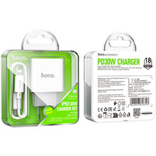 Сетевое зарядное устройство HOCO C76A Pro Majestic single port PD30W charger set C to iP EU White (6942007616317)