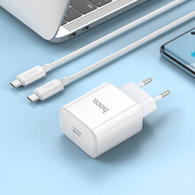 Сетевое зарядное устройство HOCO C76A Pro Majestic single port PD30W charger set Type-C to Type-C EU White (6942007616324)