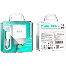 Сетевое зарядное устройство HOCO C76A Pro Majestic single port PD30W charger set Type-C to Type-C EU White (6942007616324)
