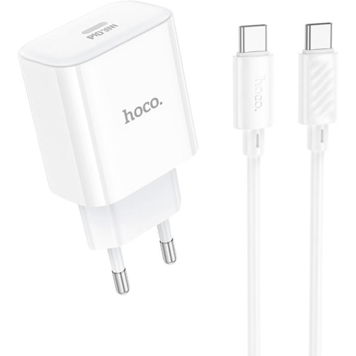 Сетевое зарядное устройство HOCO C76A Pro Majestic single port PD30W charger set Type-C to Type-C EU White (6942007616324)