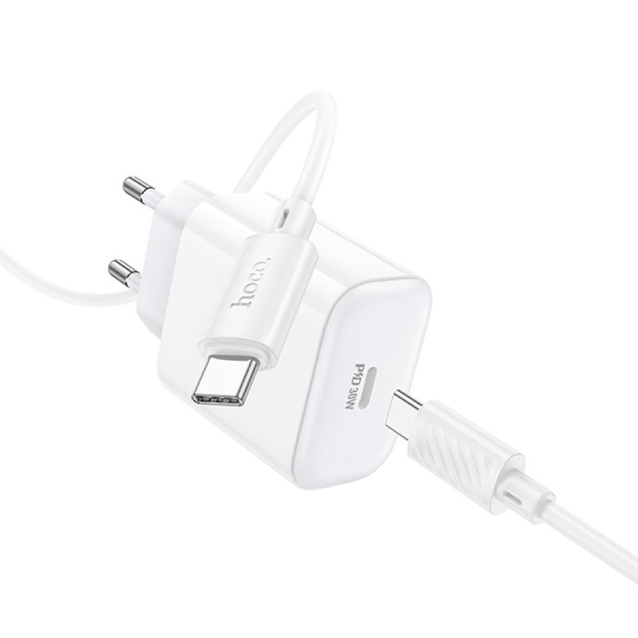 Сетевое зарядное устройство HOCO C76A Pro Majestic single port PD30W charger set Type-C to Type-C EU White (6942007616324) Тип кабеля USB Type-C х USB Type-C