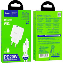 Зарядний пристрій HOCO C80A Plus Rapido PD20W+QC3.0 Charger Set C to iP White (6931474779892)