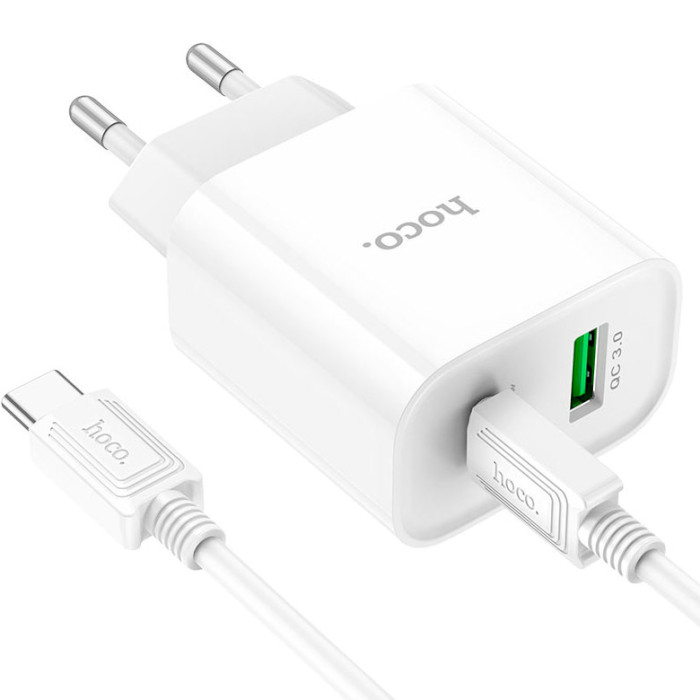 Сетевое зарядное устройство HOCO C80A Plus Rapido PD20W+QC3.0 charger set Type-C to Type-C White (6931474779908) Тип сетевое зарядное устройство