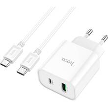 Сетевое зарядное устройство HOCO C80A Plus Rapido PD20W+QC3.0 charger set Type-C to Type-C White (6931474779908)