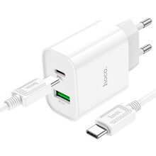 Сетевое зарядное устройство HOCO C80A Plus Rapido PD20W+QC3.0 charger set Type-C to Type-C White (6931474779908)