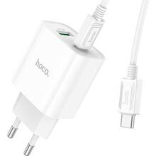 Сетевое зарядное устройство HOCO C80A Plus Rapido PD20W+QC3.0 charger set Type-C to Type-C White (6931474779908)