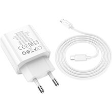Сетевое зарядное устройство HOCO C80A Plus Rapido PD20W+QC3.0 charger set Type-C to Type-C White (6931474779908)