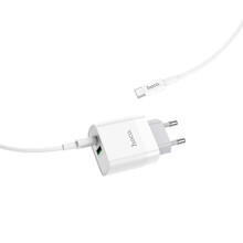 Сетевое зарядное устройство HOCO C80A Rapido PD20W+QC3.0 charger set Type-C TO Type-C EU White (6931474740533)